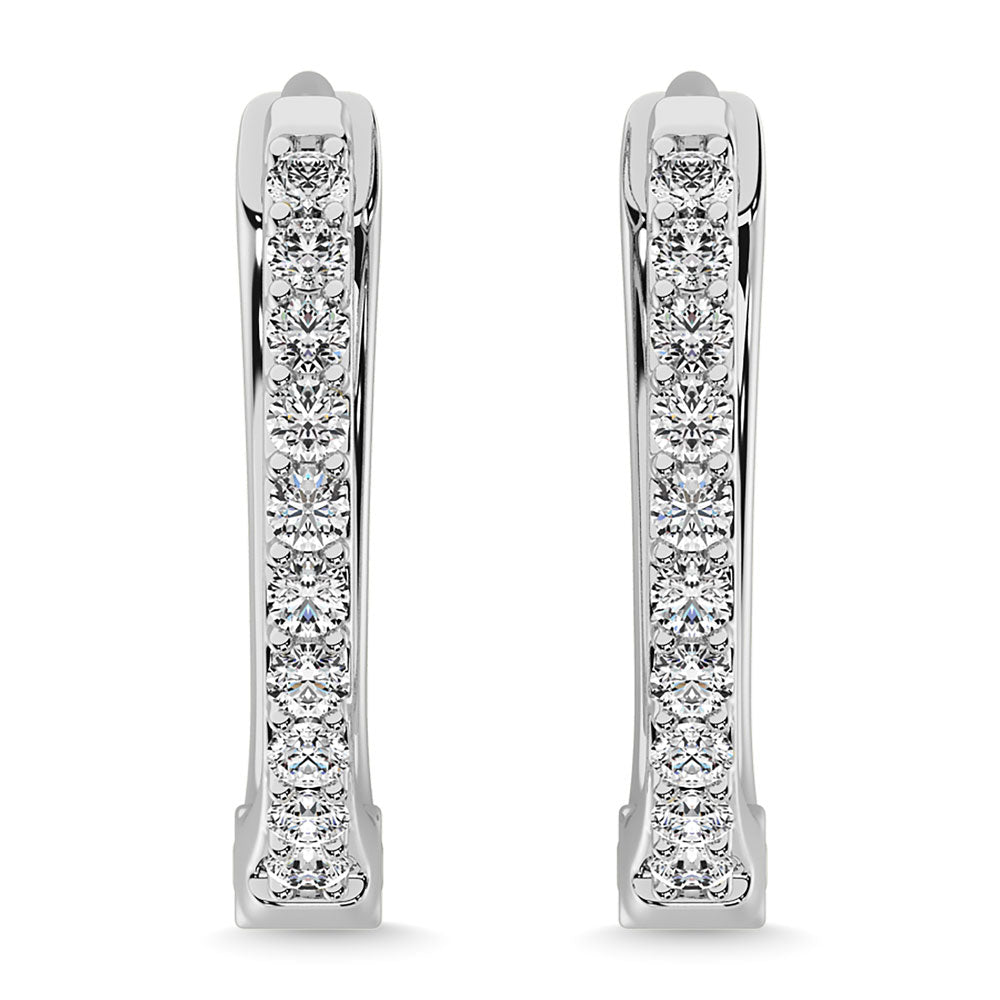 Diamante 1/5 Ct.Tw. Aretes de aro en oro blanco de 10 quilates