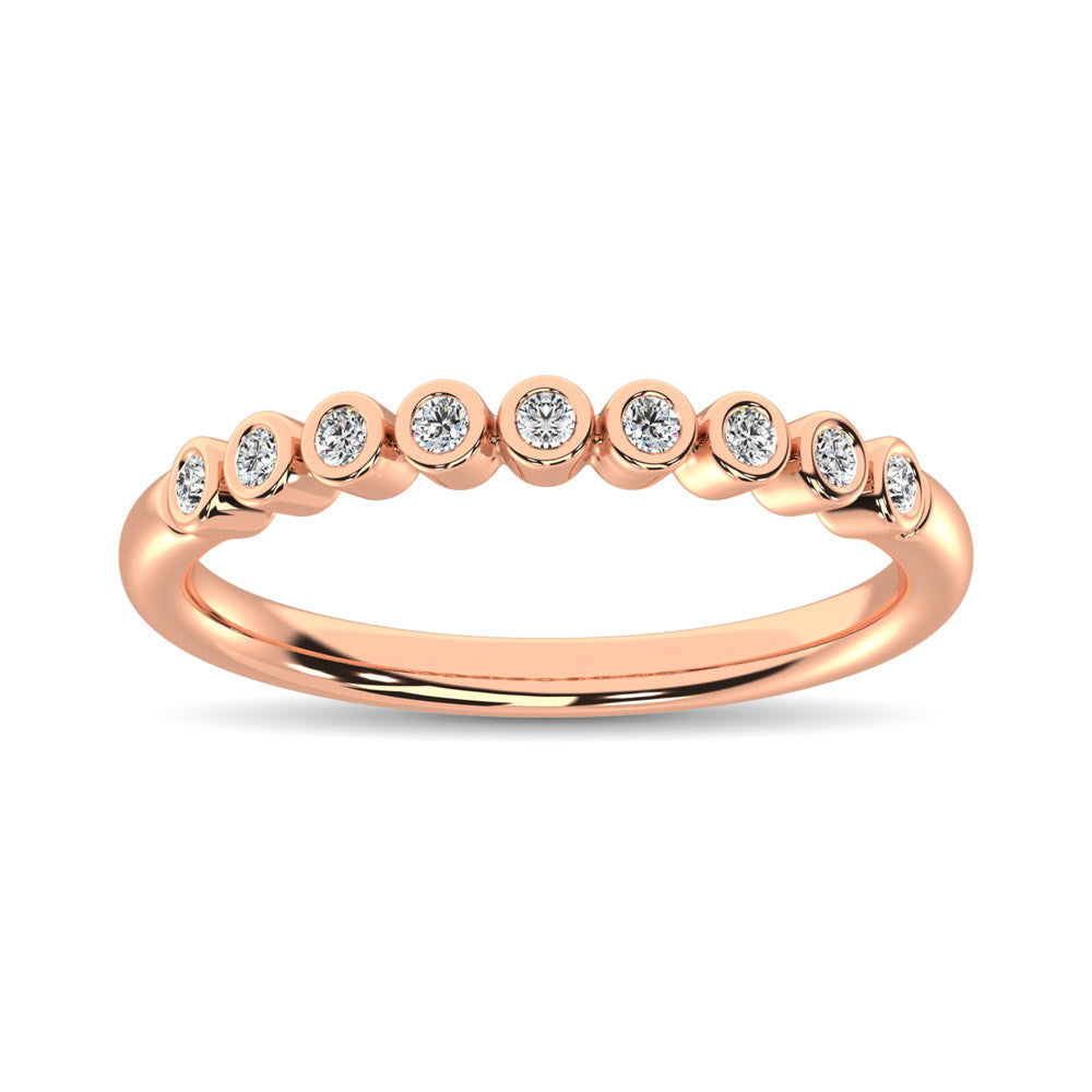 Anillo Apilable de Oro Rosa de 14k con Diamantes de 1/10 qt