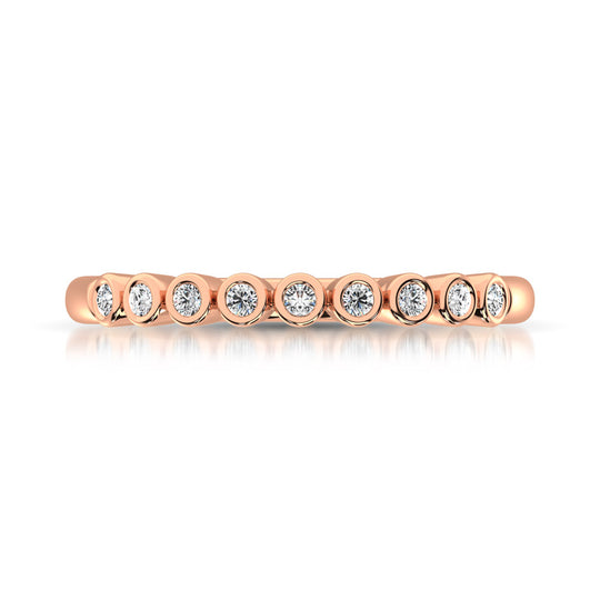 Anillo Apilable de Oro Rosa de 14k con Diamantes de 1/10 qt