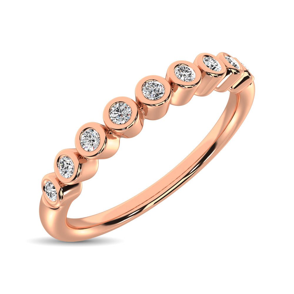 Anillo Apilable de Oro Rosa de 14k con Diamantes de 1/10 qt