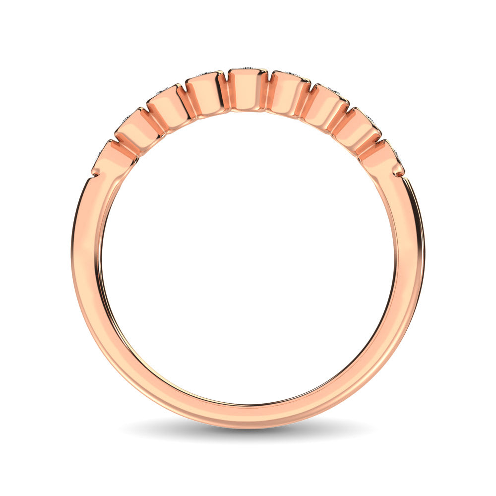 Anillo Apilable de Oro Rosa de 14k con Diamantes de 1/10 qt