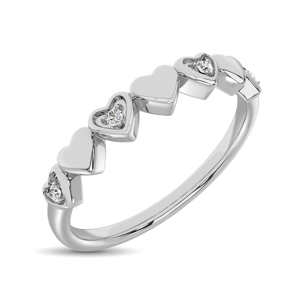 Anillo Apilable en Forma de Coraz√≥n con Detalles de Diamantes en Oro 10k