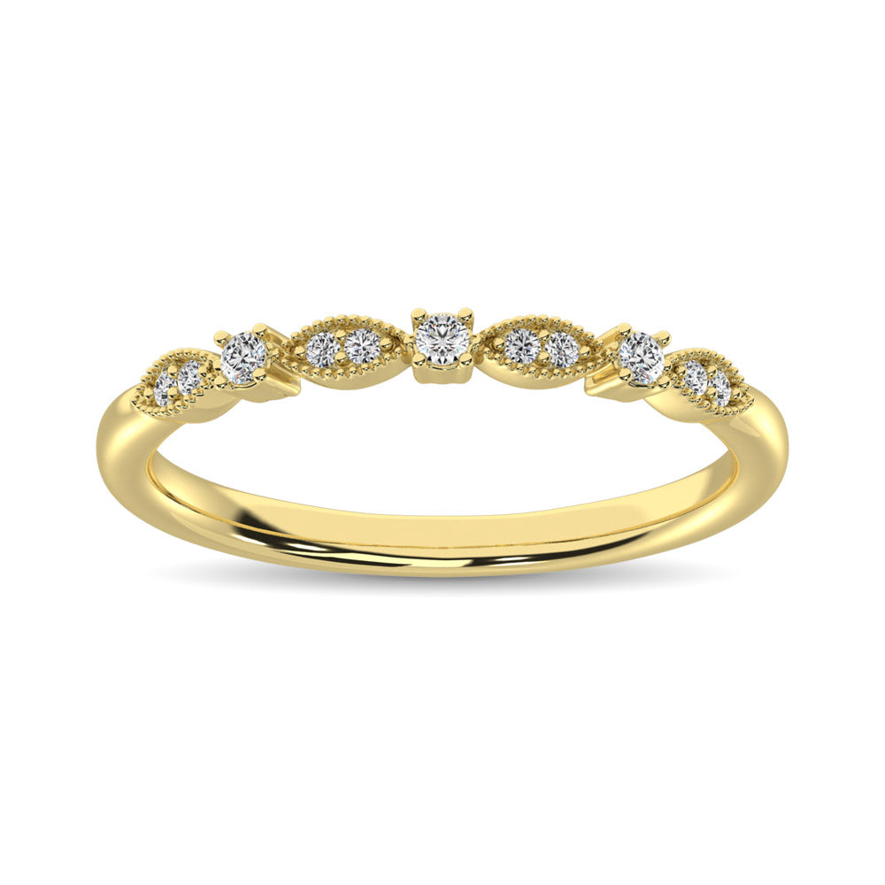 Banda Apilable en Oro Amarillo de 14k con Diamantes de 1/10qt