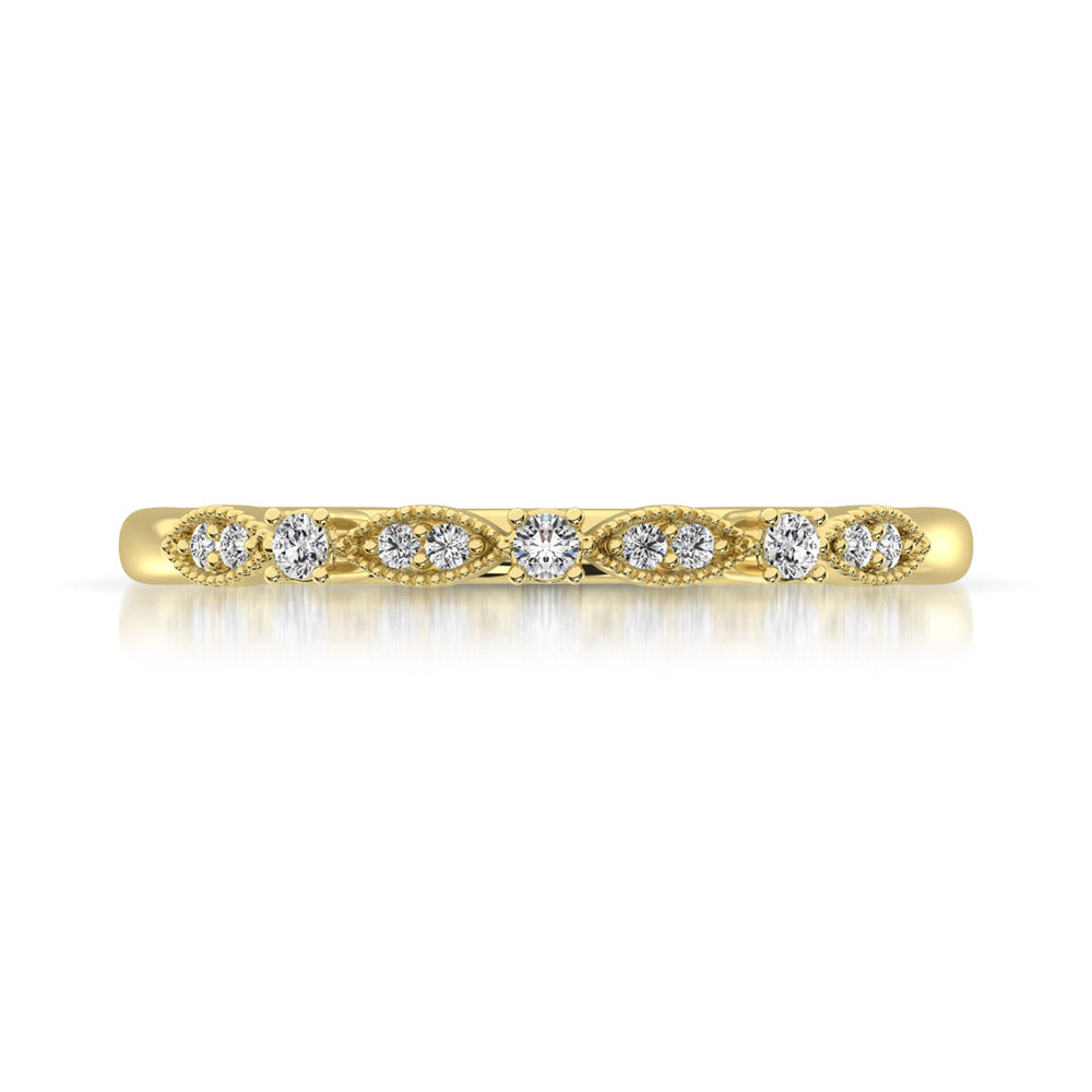 Banda Apilable en Oro Amarillo de 14k con Diamantes de 1/10qt