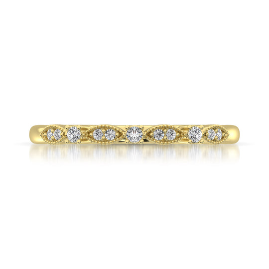 Banda Apilable en Oro Amarillo de 14k con Diamantes de 1/10qt