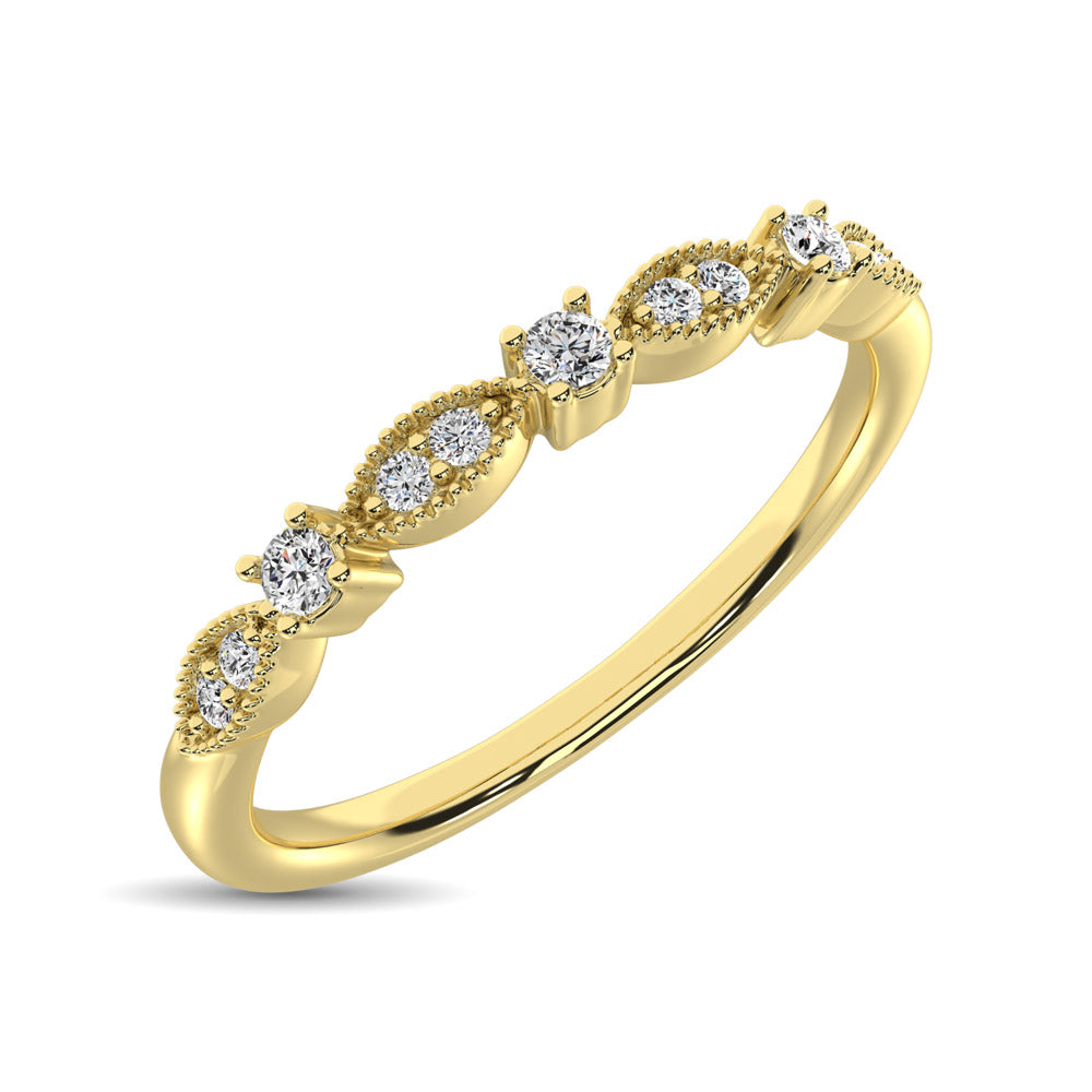 Banda Apilable en Oro Amarillo de 14k con Diamantes de 1/10qt