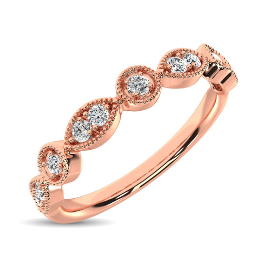 Anillo Apilable en Oro Rosa de 14k con Diamantes de 1/8 qt