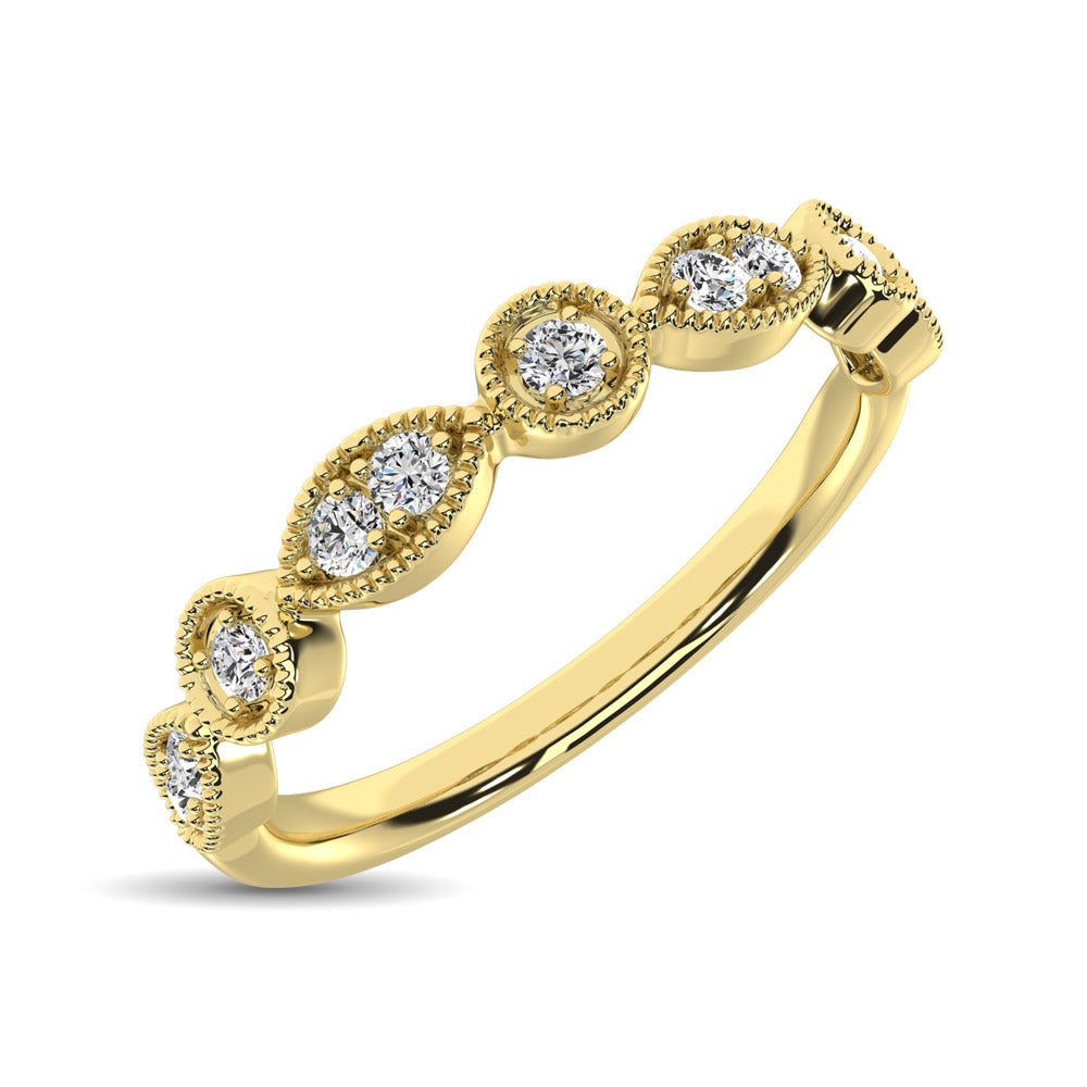 Banda Apilable en Oro Amarillo de 14k con Diamantes de 1/8 qt