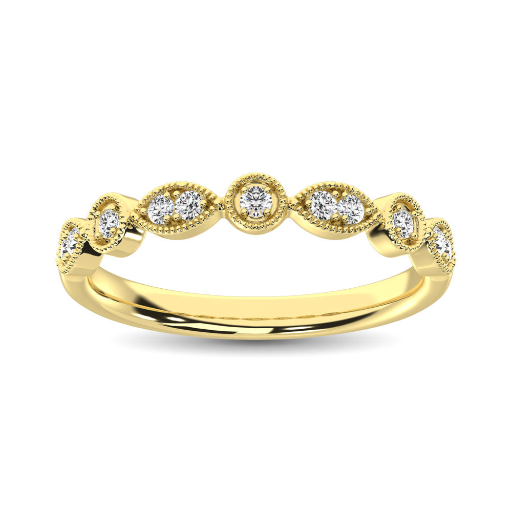 Banda Apilable en Oro Amarillo de 14k con Diamantes de 1/8 qt