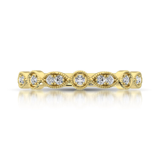 Banda Apilable en Oro Amarillo de 14k con Diamantes de 1/8 qt