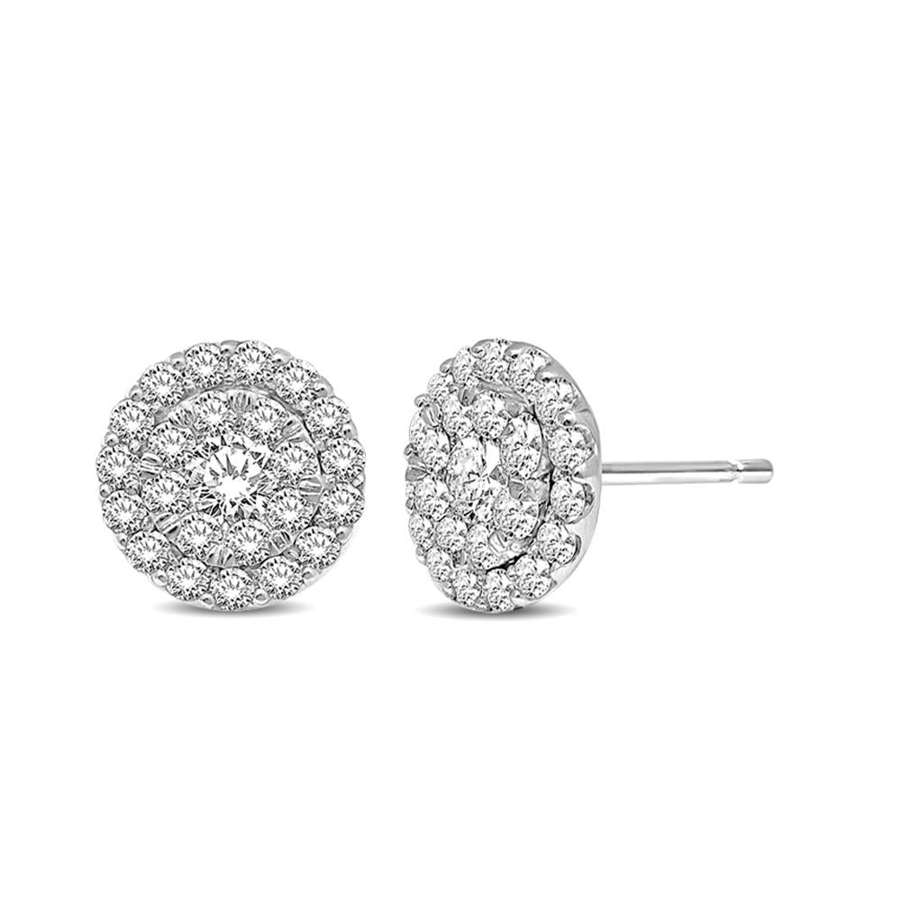 Aretes con Diamantes Invisibles de 3/4 qt en Oro Blanco de 14K