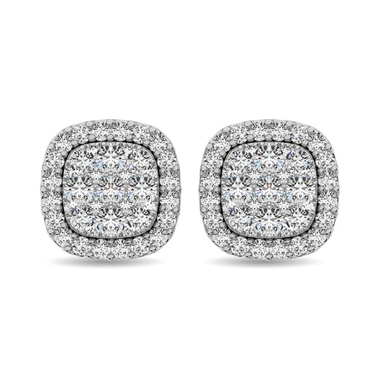 Diamante 5/8 Ct.Tw. Aretes en racimo en oro blanco de 14 k