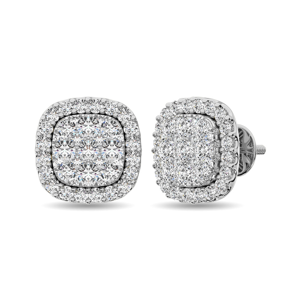 Diamante 5/8 Ct.Tw. Aretes en racimo en oro blanco de 14 k