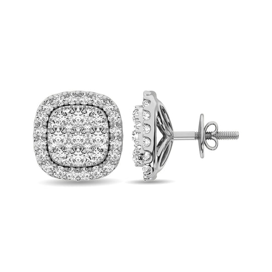 Diamante 5/8 Ct.Tw. Aretes en racimo en oro blanco de 14 k