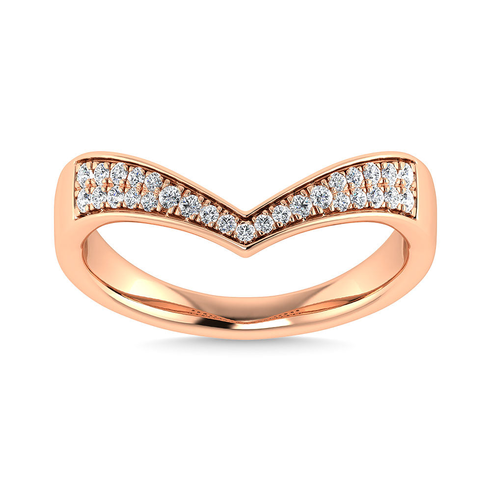 Alianza de Bodas con Diamantes de 1/6 qt en Oro Rosado de 14k