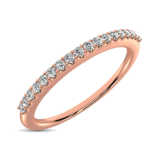 Alianza de Boda con Diamantes de 1/10 qt en Oro Rosa de 14K