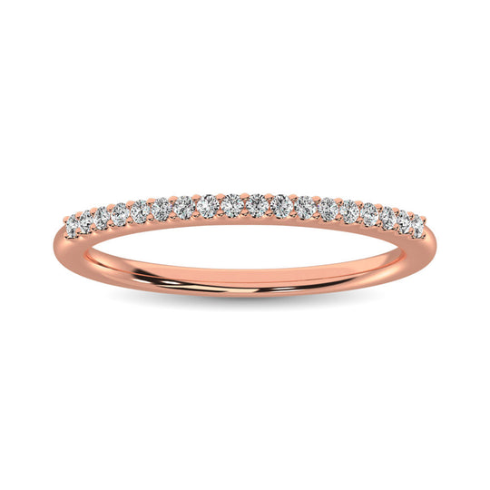 Alianza de Boda con Diamantes de 1/10 qt en Oro Rosa de 14K