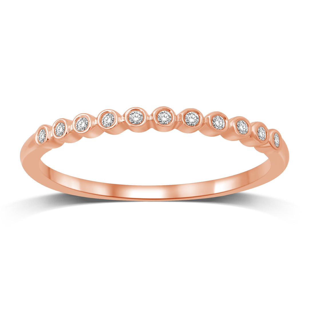 Alianza de Boda con Diamantes de 1/20 qt en Oro rosa de 14k