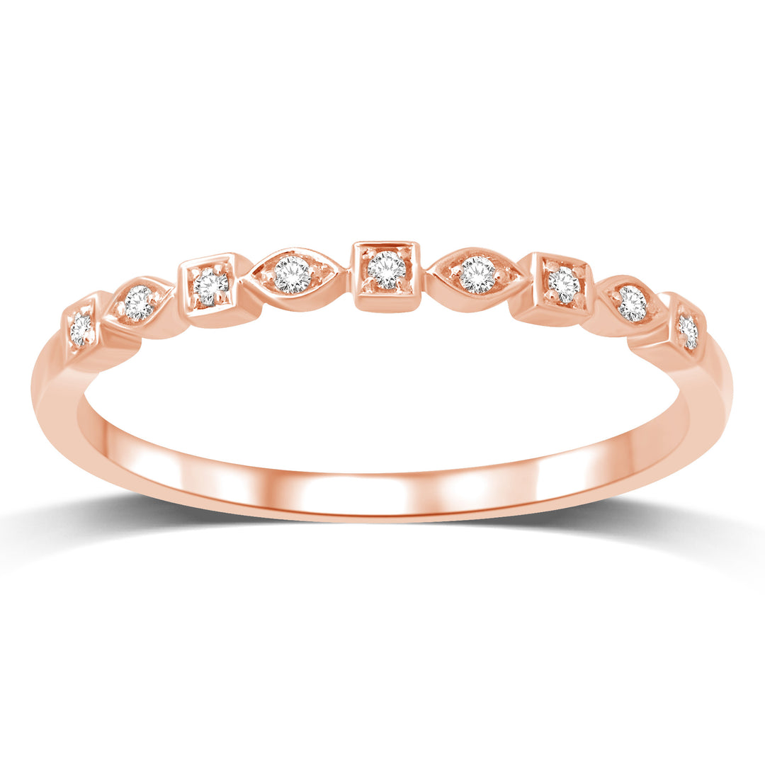 Alianza de Boda con Diamantes de 1/20 qt en Oro Rosa de 14k