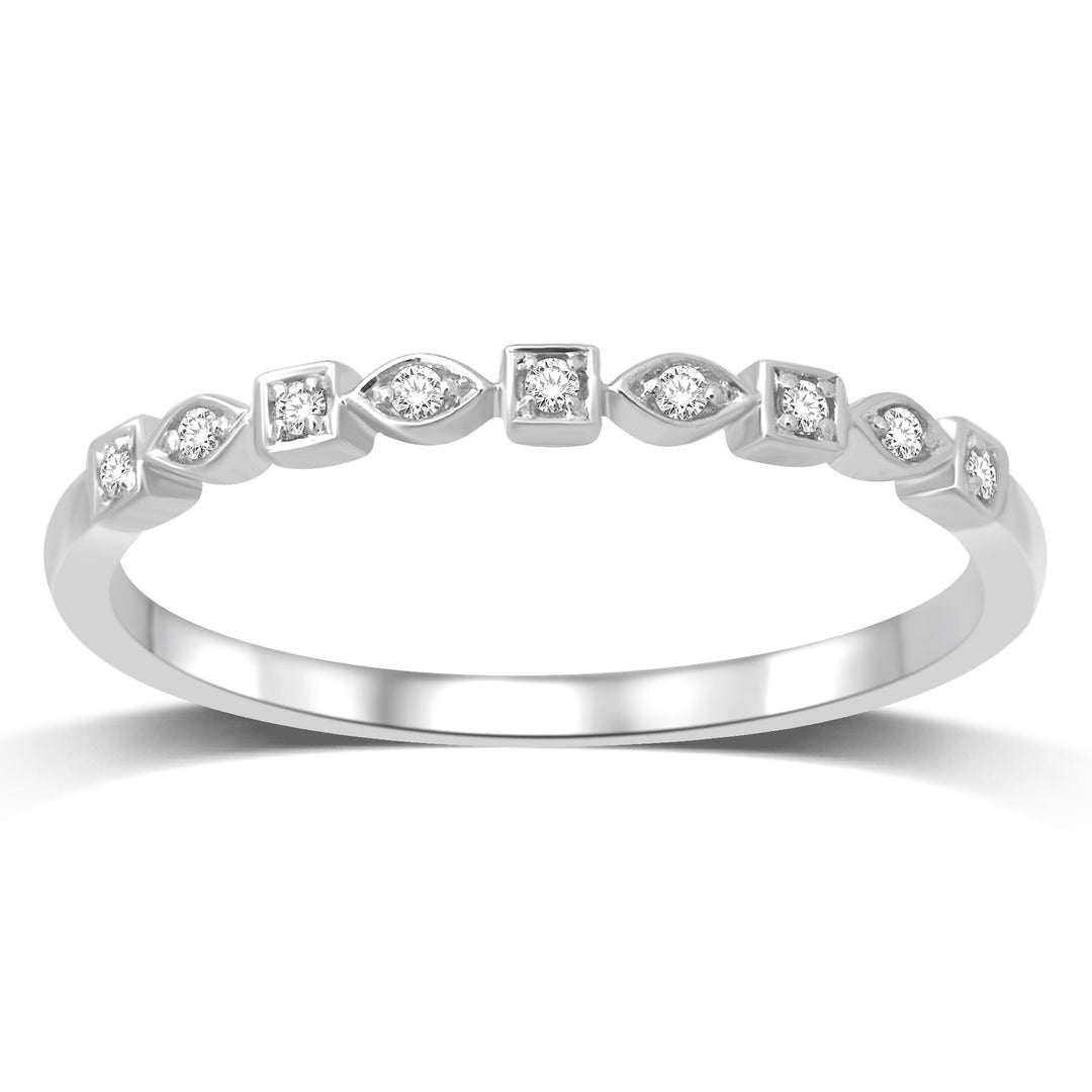 Alianza de Boda con Diamantes de 1/20 qt en oro blanco de 14k