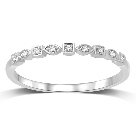 Alianza de Boda con Diamantes de 1/20 qt en oro blanco de 14k