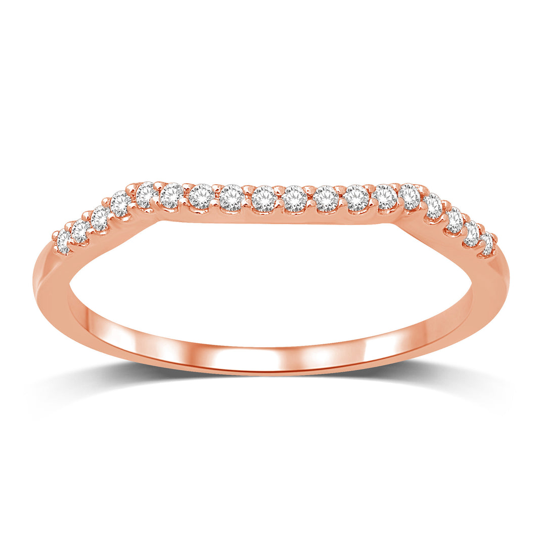 Alianza de Boda con Diamantes de 1/10 qt en Oro Rosa de 14k