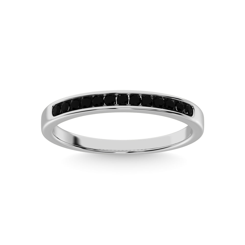 Banda de M√°quina de Diamante Negro en Oro Blanco de 14k de 1/6 qt