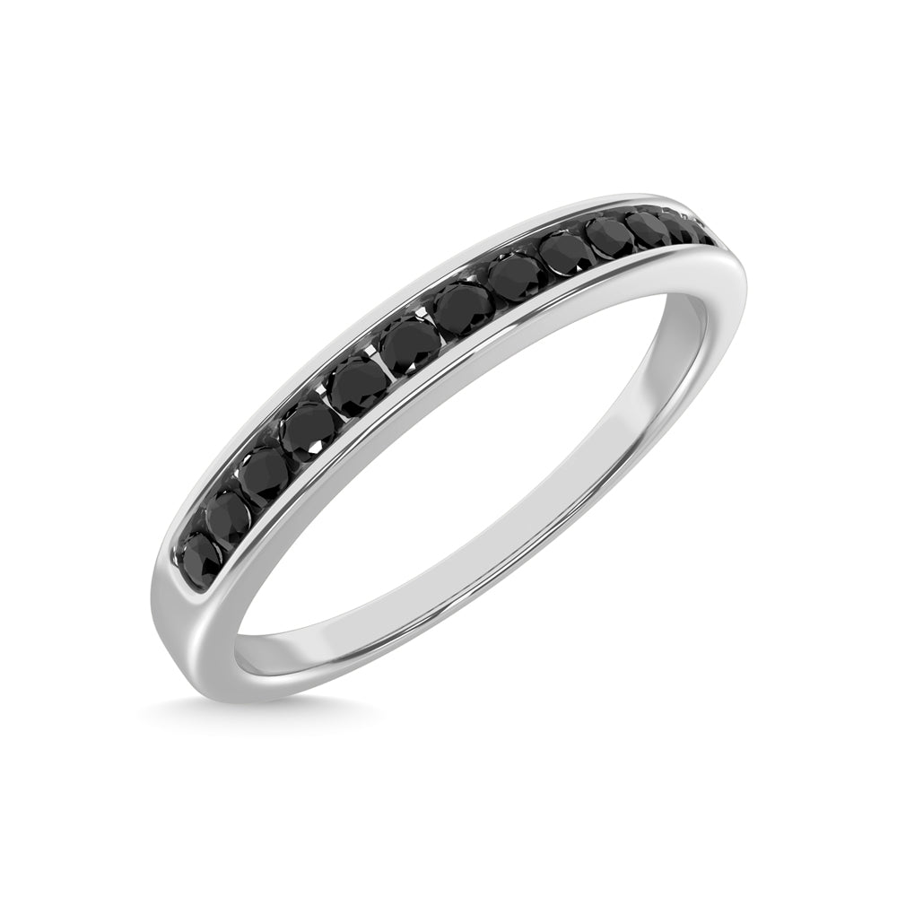 Banda de M√°quina de Diamante Negro en Oro Blanco de 14k de 1/6 qt