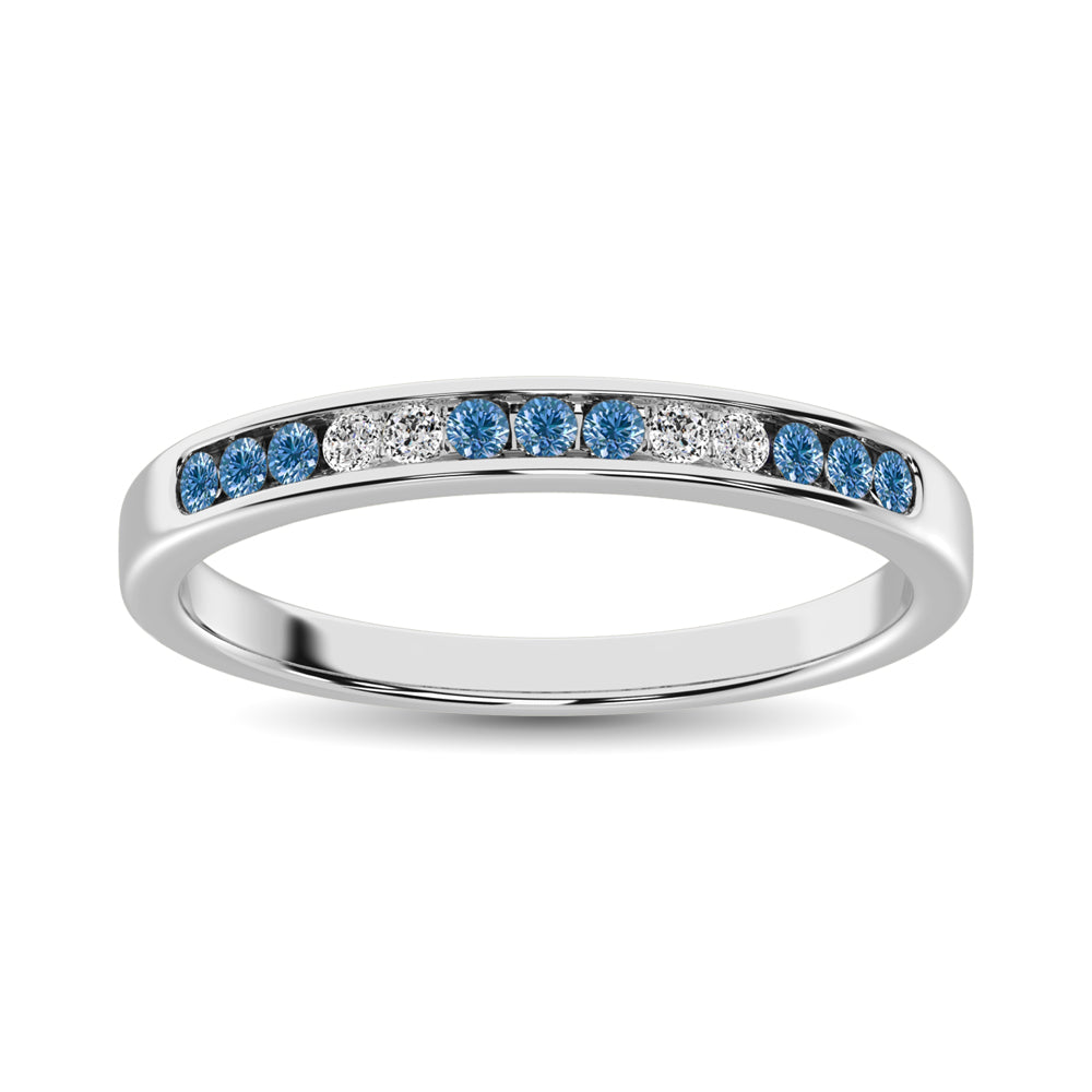 Diamante azul de 1/5 qt.Tw. Banda a m√°quina en oro blanco de 14 quilates