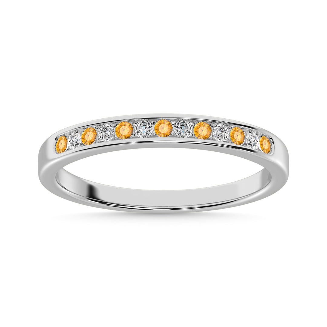 Citrino y diamante alternativo 1/5 Ct.Tw. Banda a m√°quina para mujer en oro blanco de 14 quilates