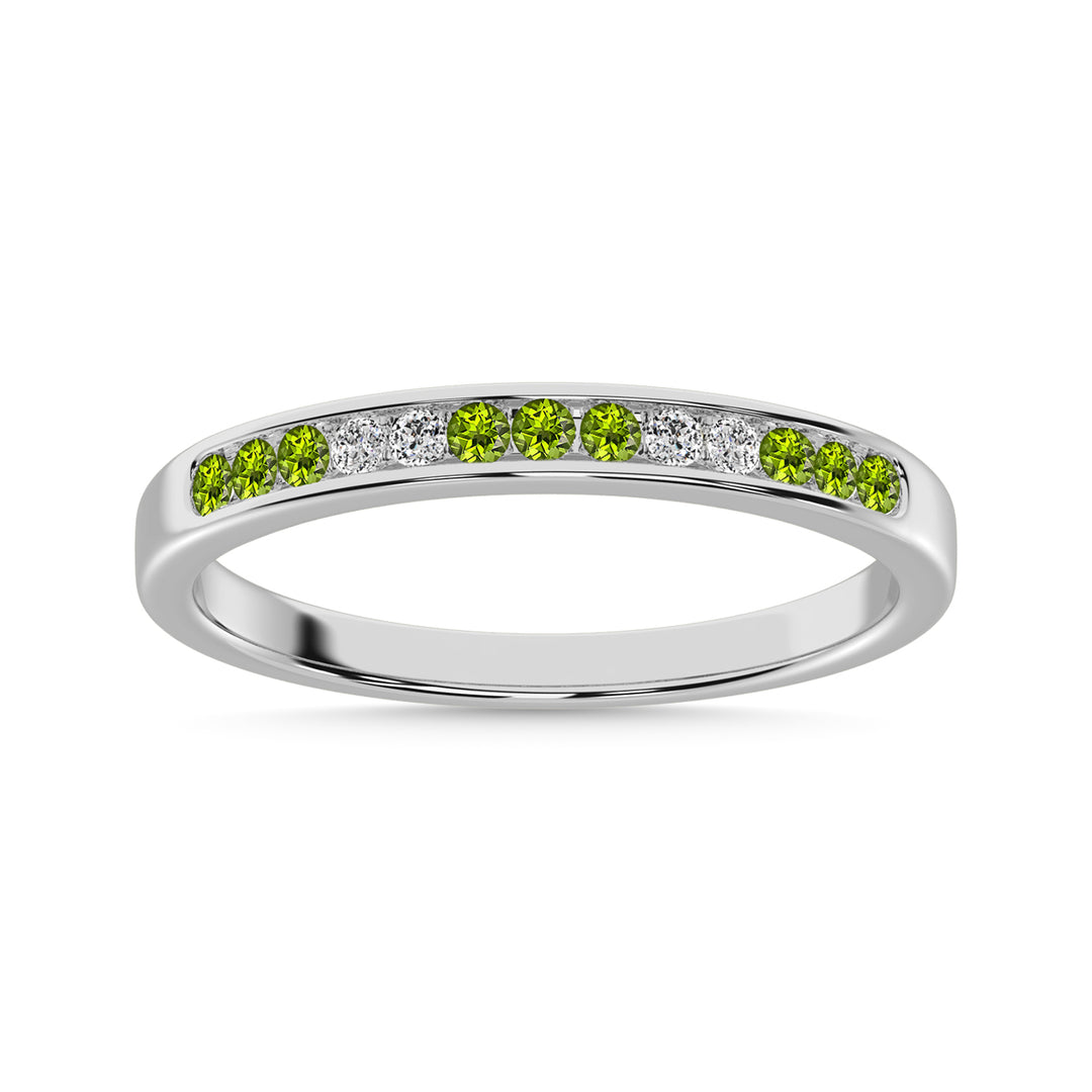 Churumbela para mujer en oro blanco de 14 quilates con Peridoto y diamante alternativo de 1/4 qt.Tw.