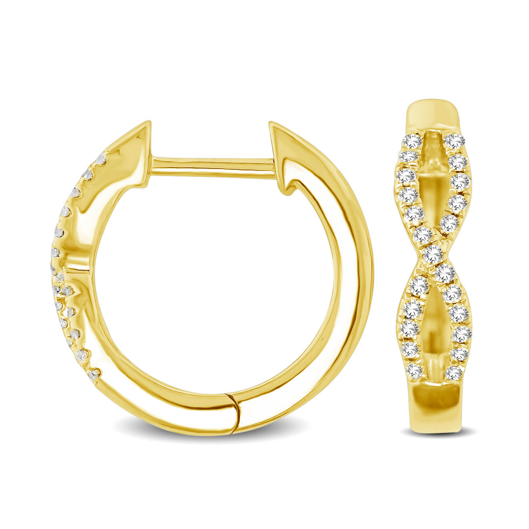 Aretes Tipo Argolla con Diamantes de 1/6 qt en Oro Amarillo de 10k