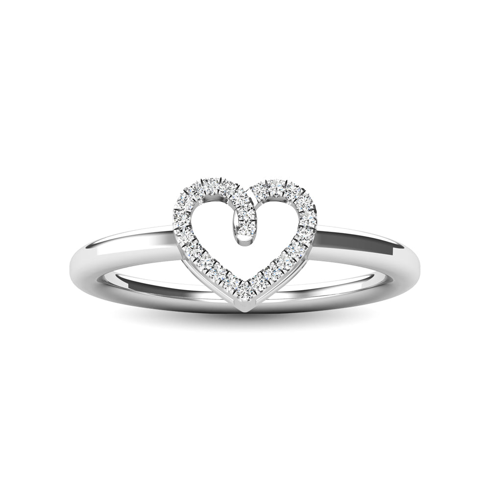 Anillo de Coraz√≥n con Diamantes de 1/20 qt en Oro Blanco de 10k