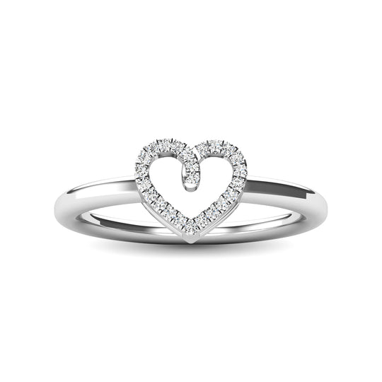 Anillo de Coraz√≥n con Diamantes de 1/20 qt en Oro Blanco de 10k