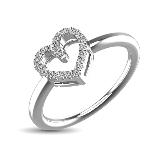 Anillo de Coraz√≥n con Diamantes de 1/20 qt en Oro Blanco de 10k