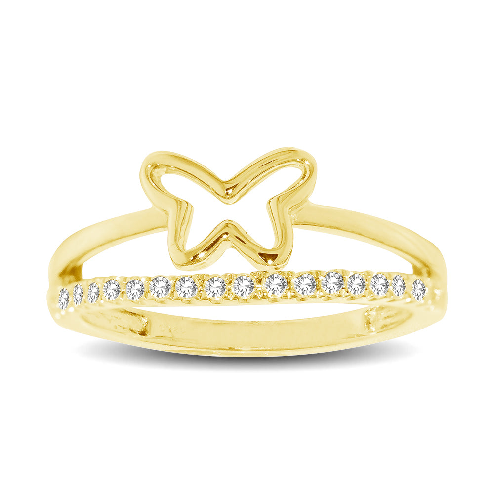 Anillo de Mariposa con Diamantes de 1/5 qt en Oro Amarillo de 10k