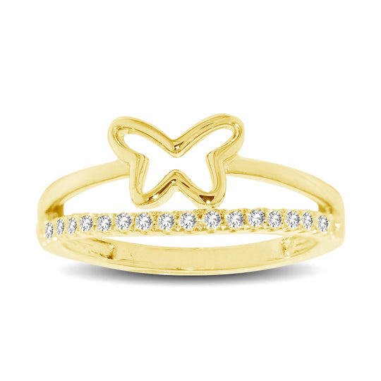 Anillo de Mariposa con Diamantes de 1/5 qt en Oro Amarillo de 10k