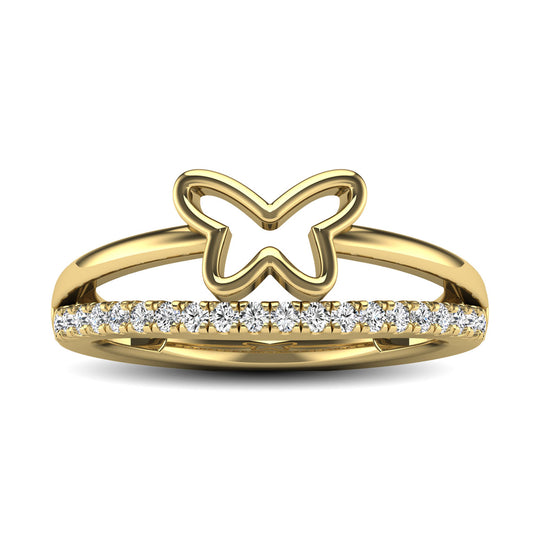 Anillo de Mariposa con Diamantes de 1/5 qt en Oro Amarillo de 10k