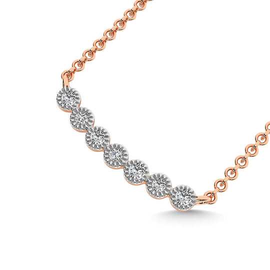 Diamante 1/10 Ct.Tw. Collar de moda en oro rosa de 10 quilates