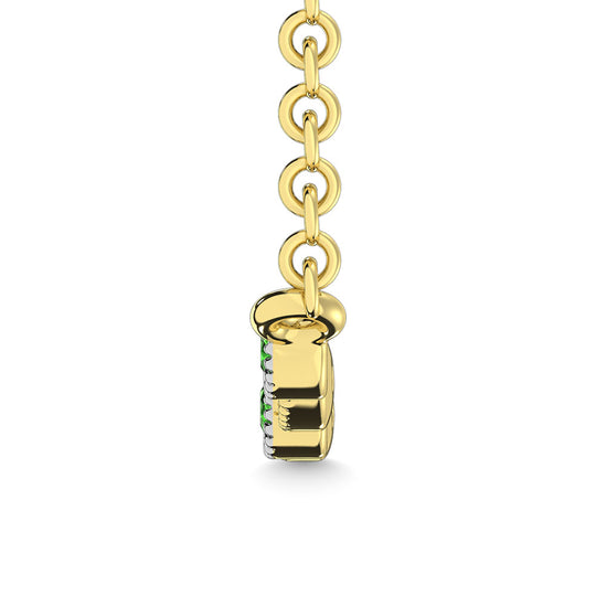 Diamante 1/10 Ct.Tw. Y collar de moda tsaverita en oro amarillo de 10 quilates