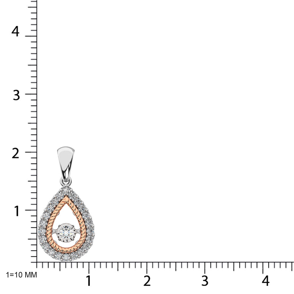 Colgante de diamantes en movimiento en forma de l‚àö¬∞grima de 1/4 quilates de dos tonos de 10 quilates