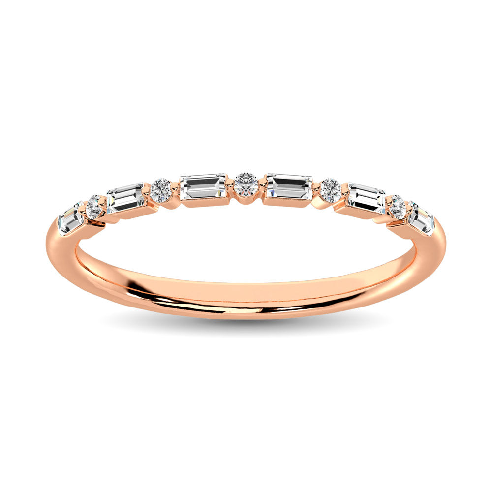 Anillo Apilable con Diamantes de 1/10 qt en Oro Rosa de 14k