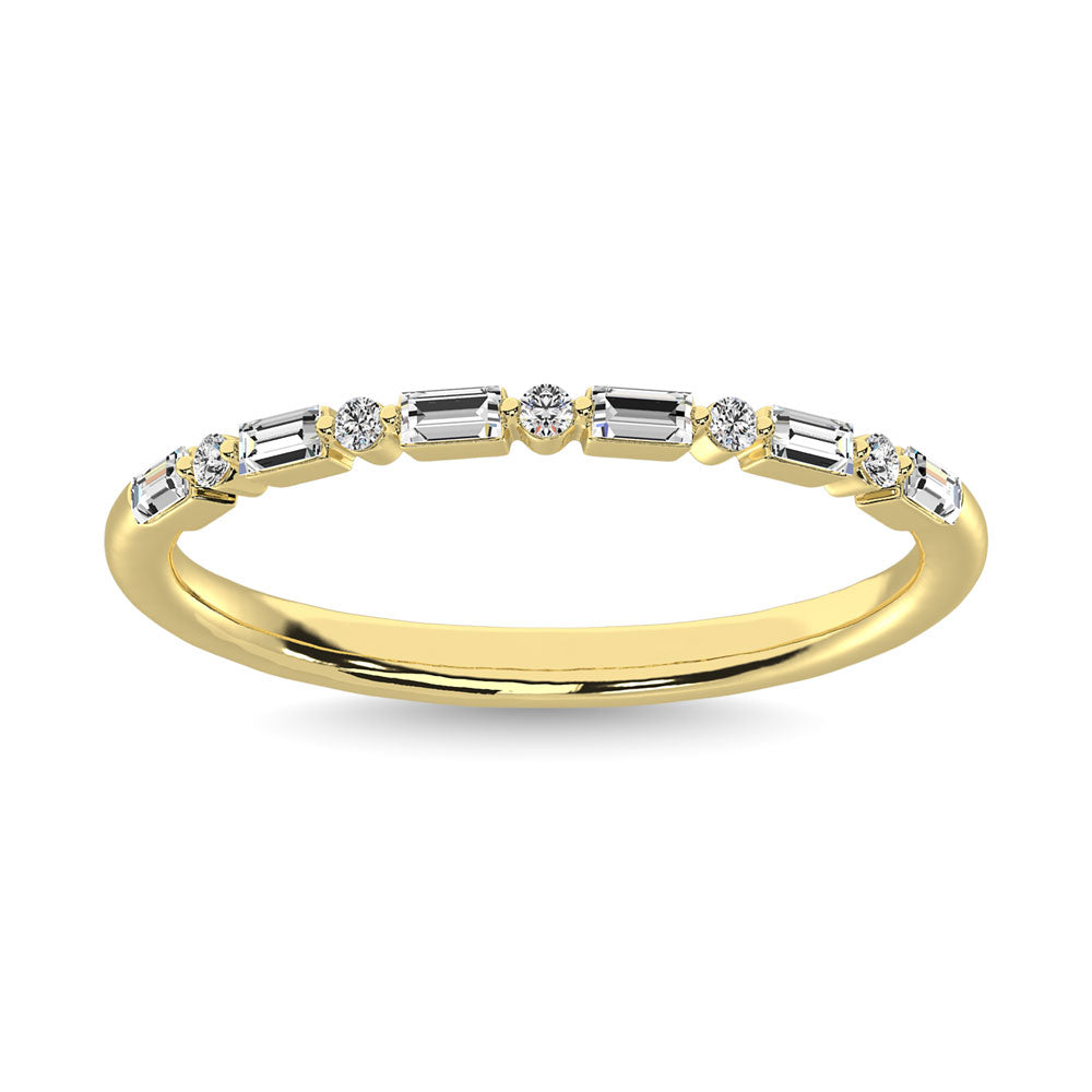 Diamante 1/10 Ct.Tw. Anillo apilable redondo y baguette en oro amarillo de 14 k