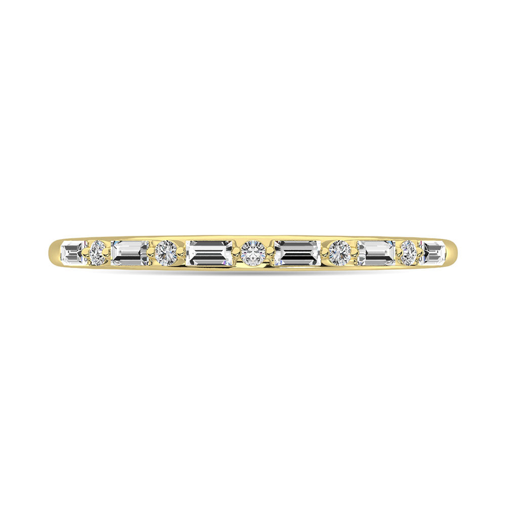 Diamante 1/10 Ct.Tw. Anillo apilable redondo y baguette en oro amarillo de 14 k