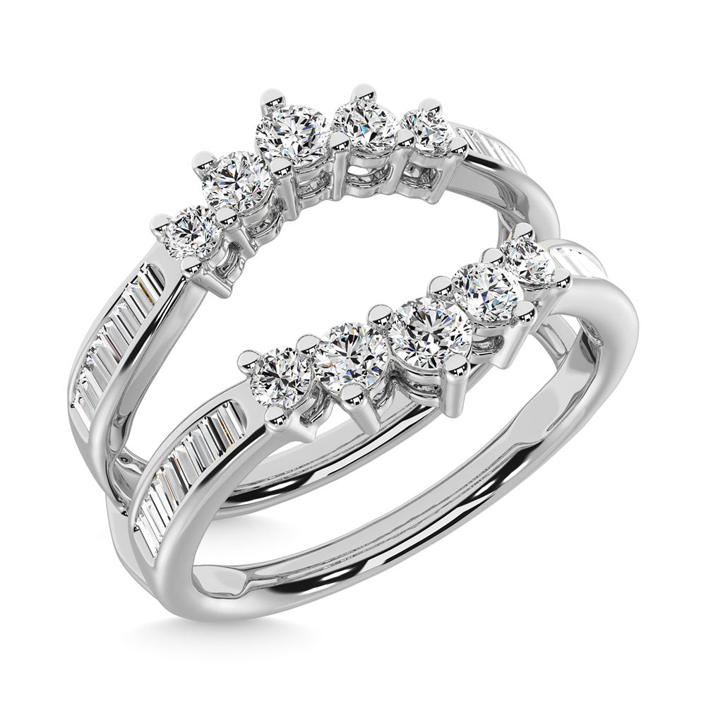 Diamante 3/4 Ct.Tw. Envolturas y realzadores redondos y baguette en oro blanco de 14 k