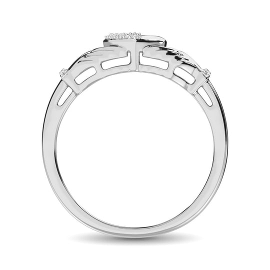 Anillo Claddagh con Detalles de Diamantes en Oro Blanco de 10k