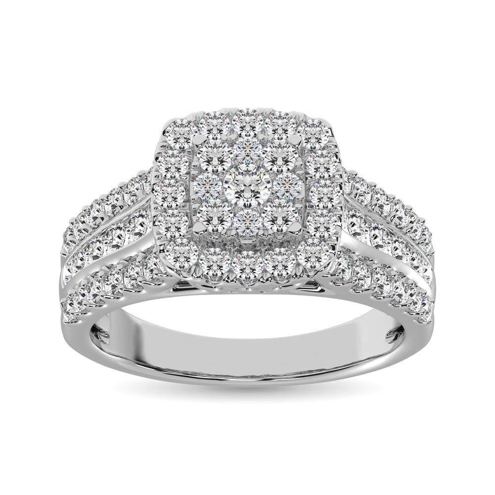 Diamante 1 1/2 Ct.Tw. Anillo de compromiso de forma cuadrada en oro blanco de 10 k