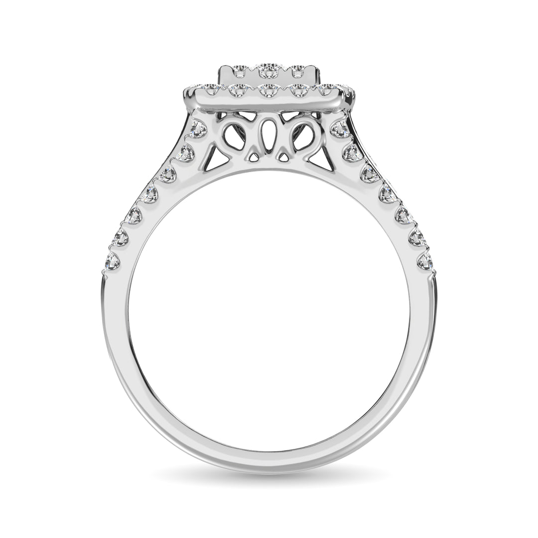 Diamante 1 1/2 Ct.Tw. Anillo de compromiso de forma cuadrada en oro blanco de 10 k