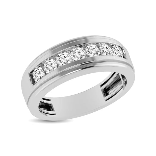 Oro blanco de 10 quilates de 1/4 qt.Tw. Banda para hombre con acabado satinado de diamante.