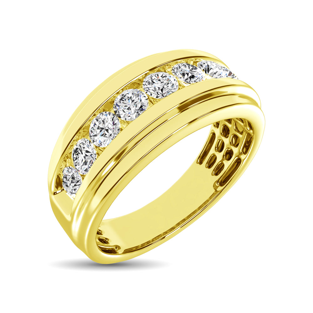 Oro amarillo de 10 quilates de 1/4 qt.Tw. Banda para hombre con acabado satinado de diamante.